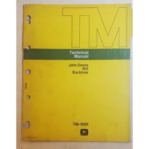 John Deere TM-1081 Technical Manual for John Deere 165 Backhoe - Picture 1 of 2
